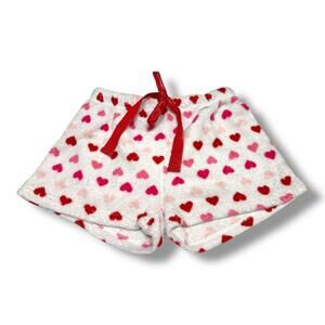 Pillow Talk Heart Print Pajama Shorts Intimates Sleepwear‎ Sz S White Pink